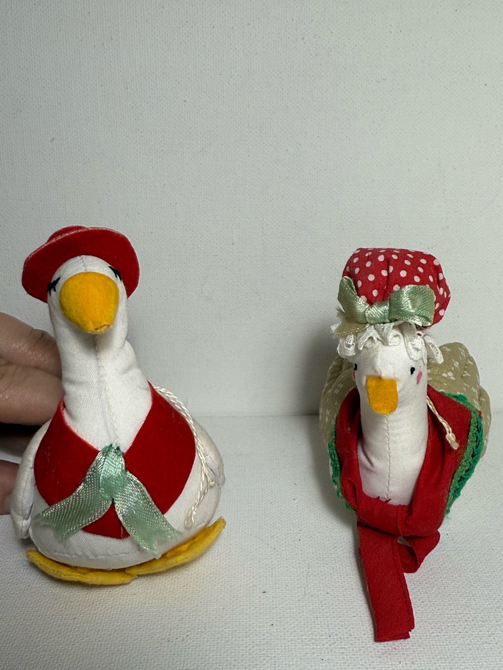 Vintage Mother and Father Goose Christmas Ornaments 80s